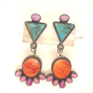 Navajo earrings, vintage D.M. Lee signed